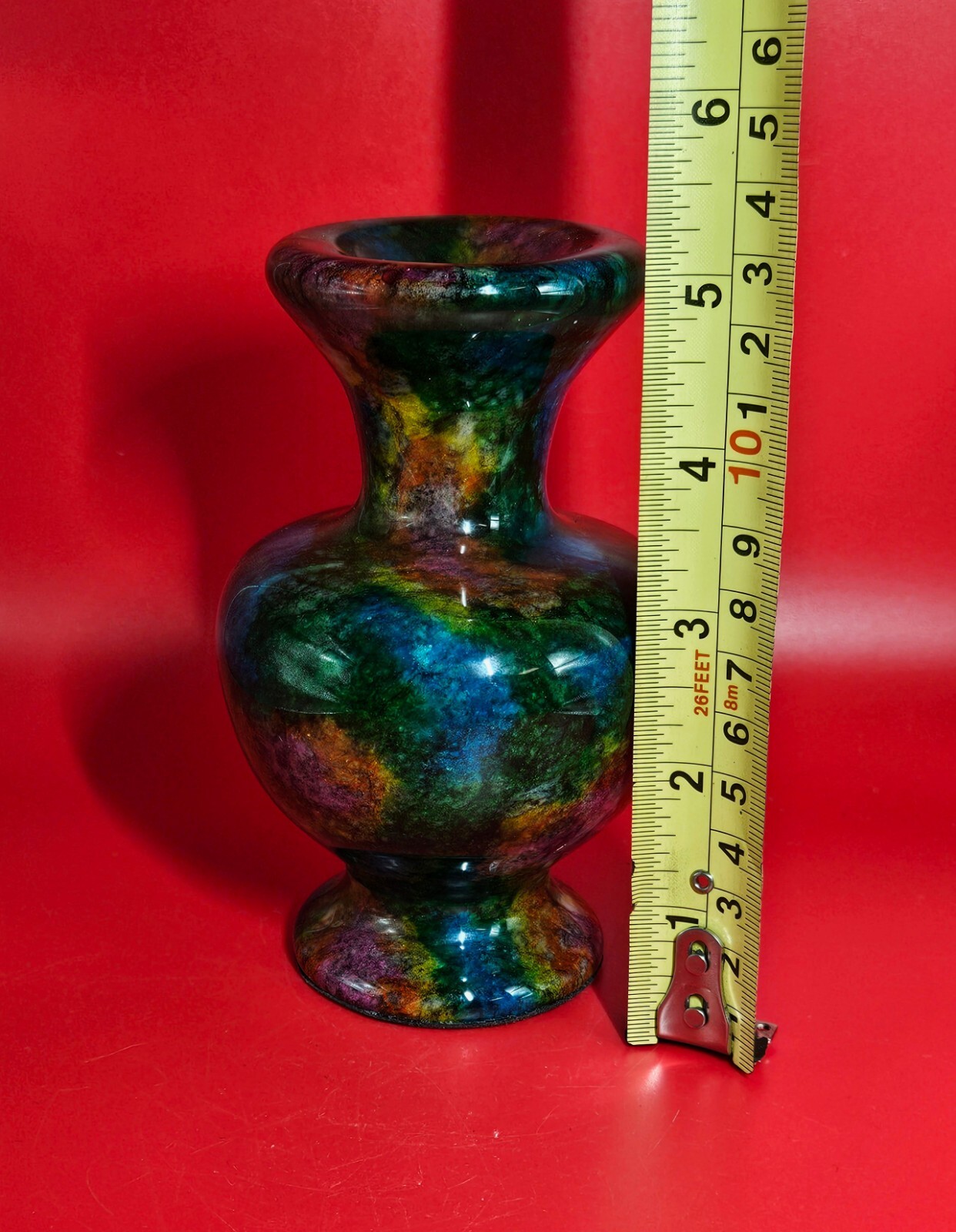 Beautiful Rare Polished Taiwan Seven Colours Natural Jade Stone Vase Bottle 1+LB