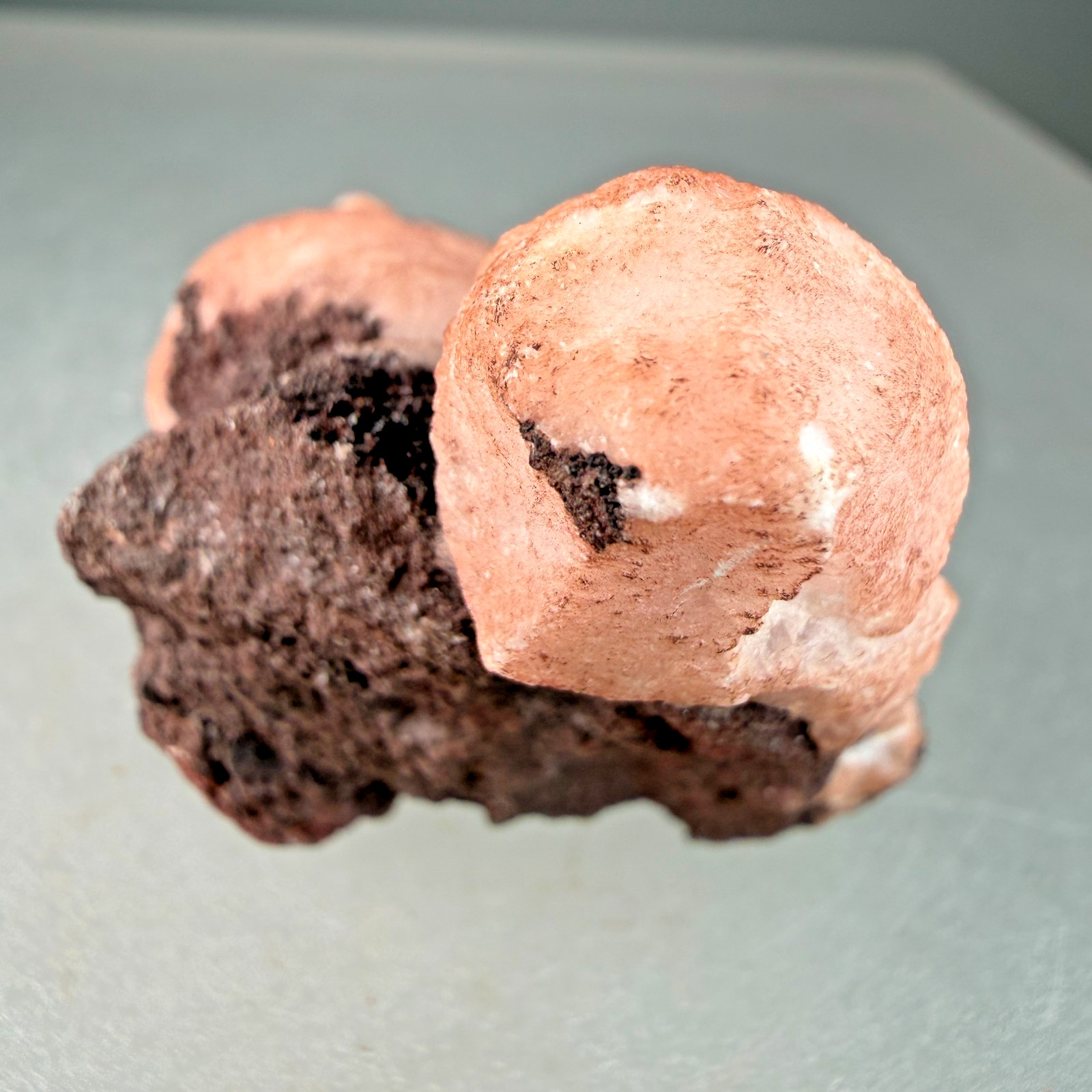 Vibrant Pink Manganocalcite on Hematite: Montreal Mine, Iron County, Wisconsin
