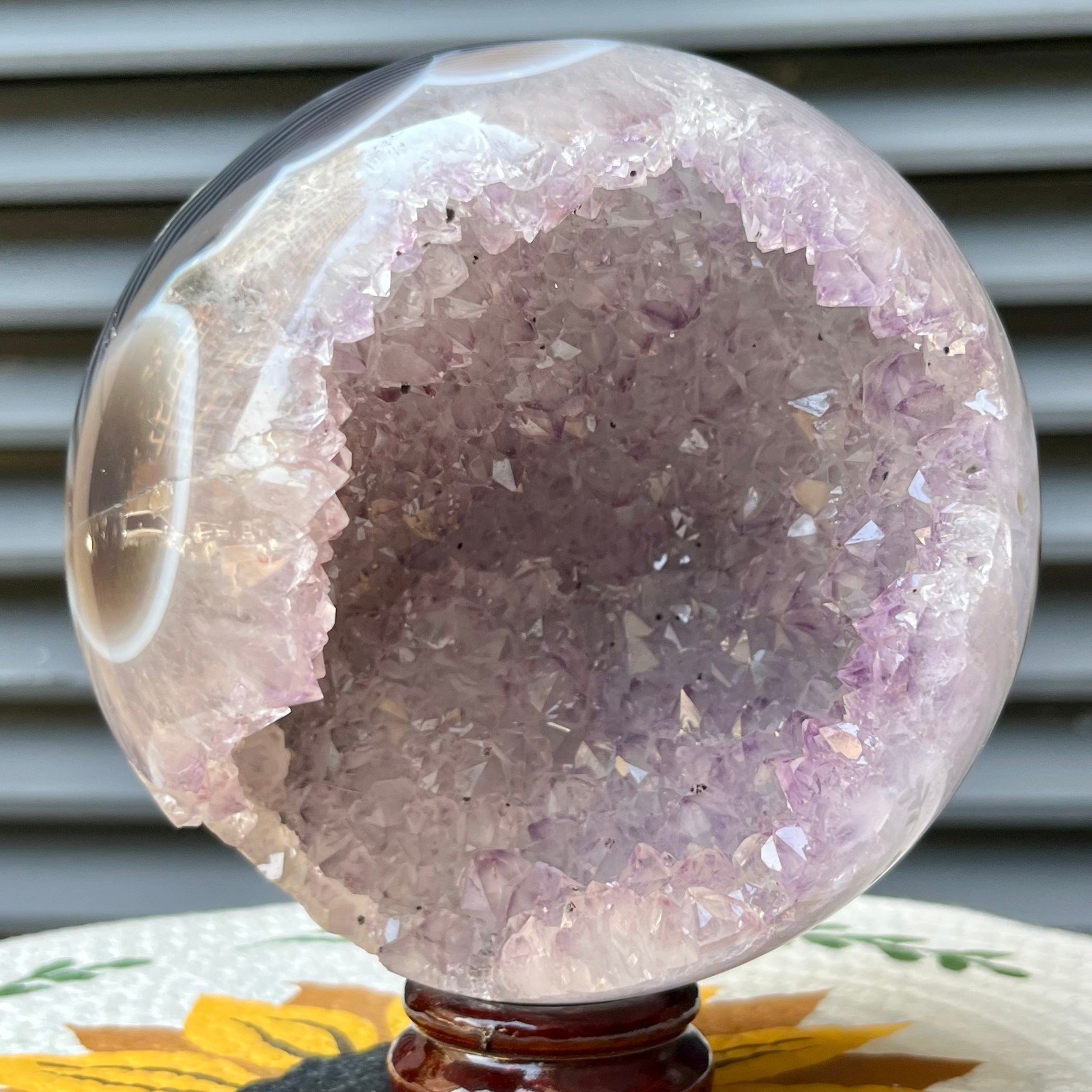 4.3 lb Natural Amethyst Crystal Cluster Sphere Druzy Ball Polished Agate Display