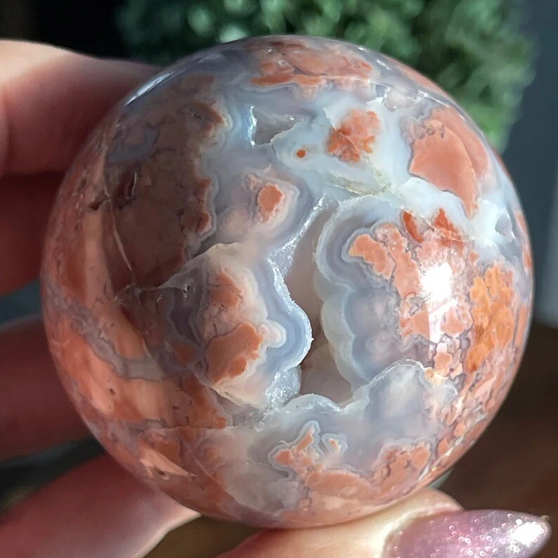 Sugar Druzy Pink Lace Agate Sphere – No. 79