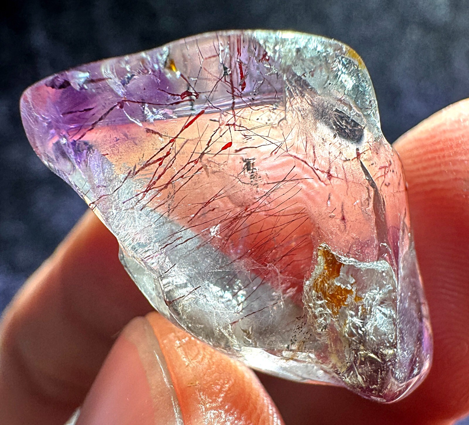 24ct Rare NATURAL Clear rutile Crystal Polished