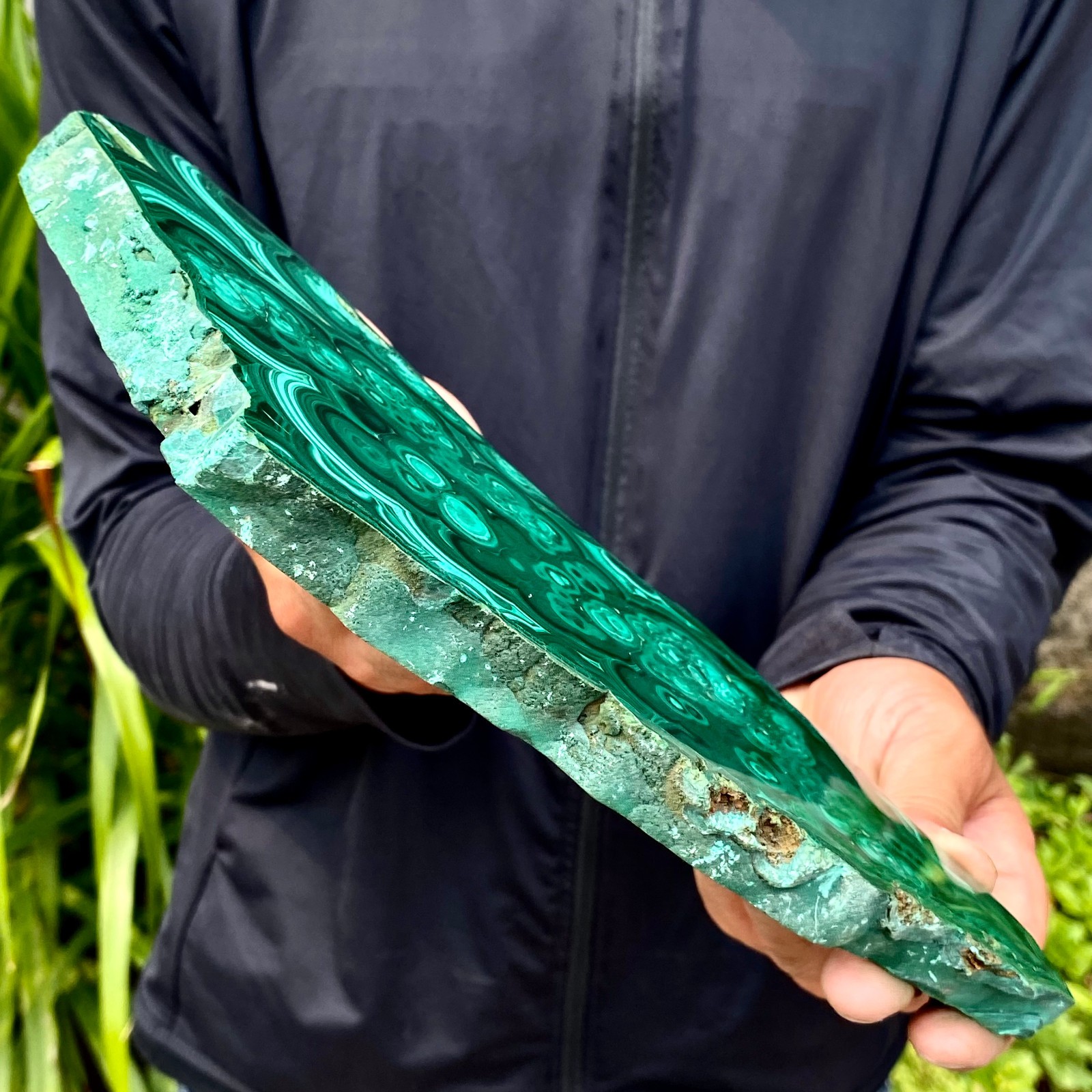 2.71LB Natural Green Malachite Crystal Flaky Pattern Ore Specimen Quartz Healing