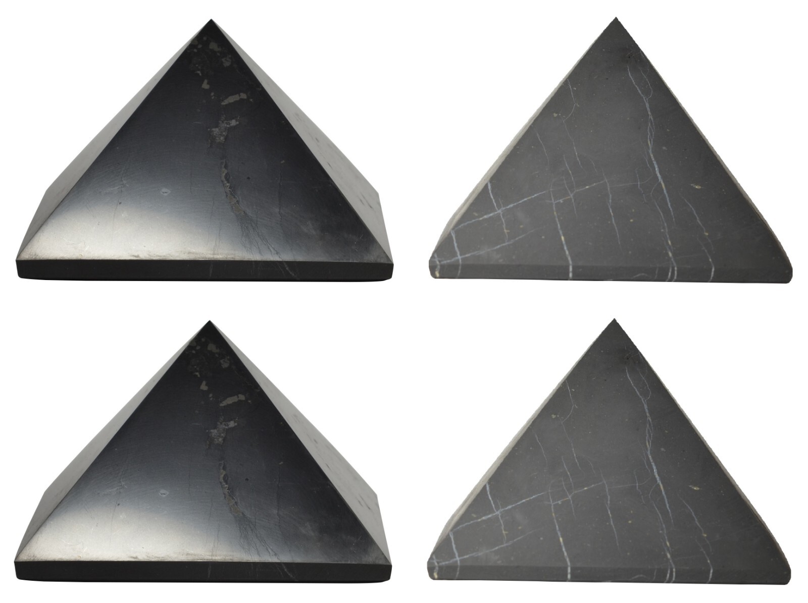 Shungite World Shungite Pyramid Set 4 pcs Many sizes ( Polished + Unpolished )