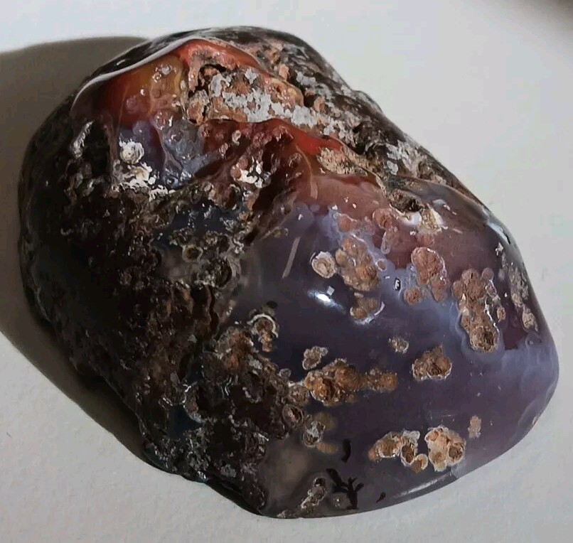 2 Matching Condor Agate Nodule Halves Glass Polish Blue/Grey Red Yellow Bands A+