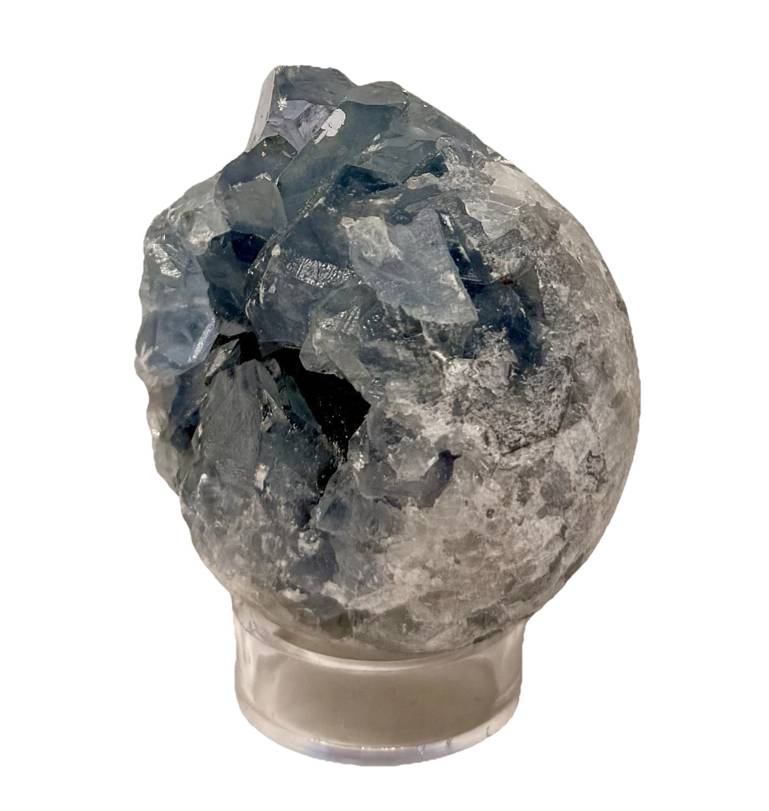 303g Celestite Cluster 2” Egg With Stand