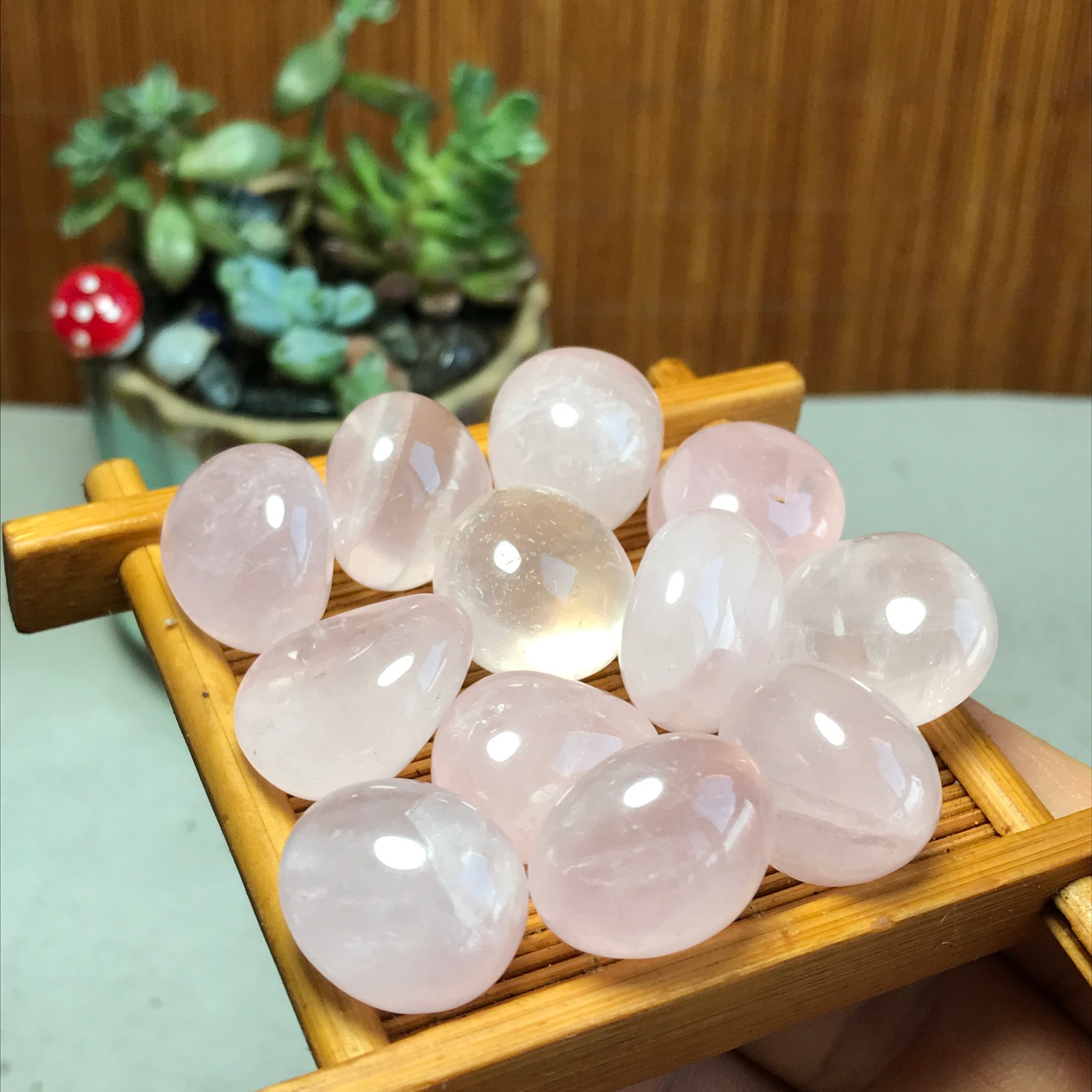 12pcs Natural pink rose quartz Crystal gemstone Polish Mineral Specimen 93g 5716