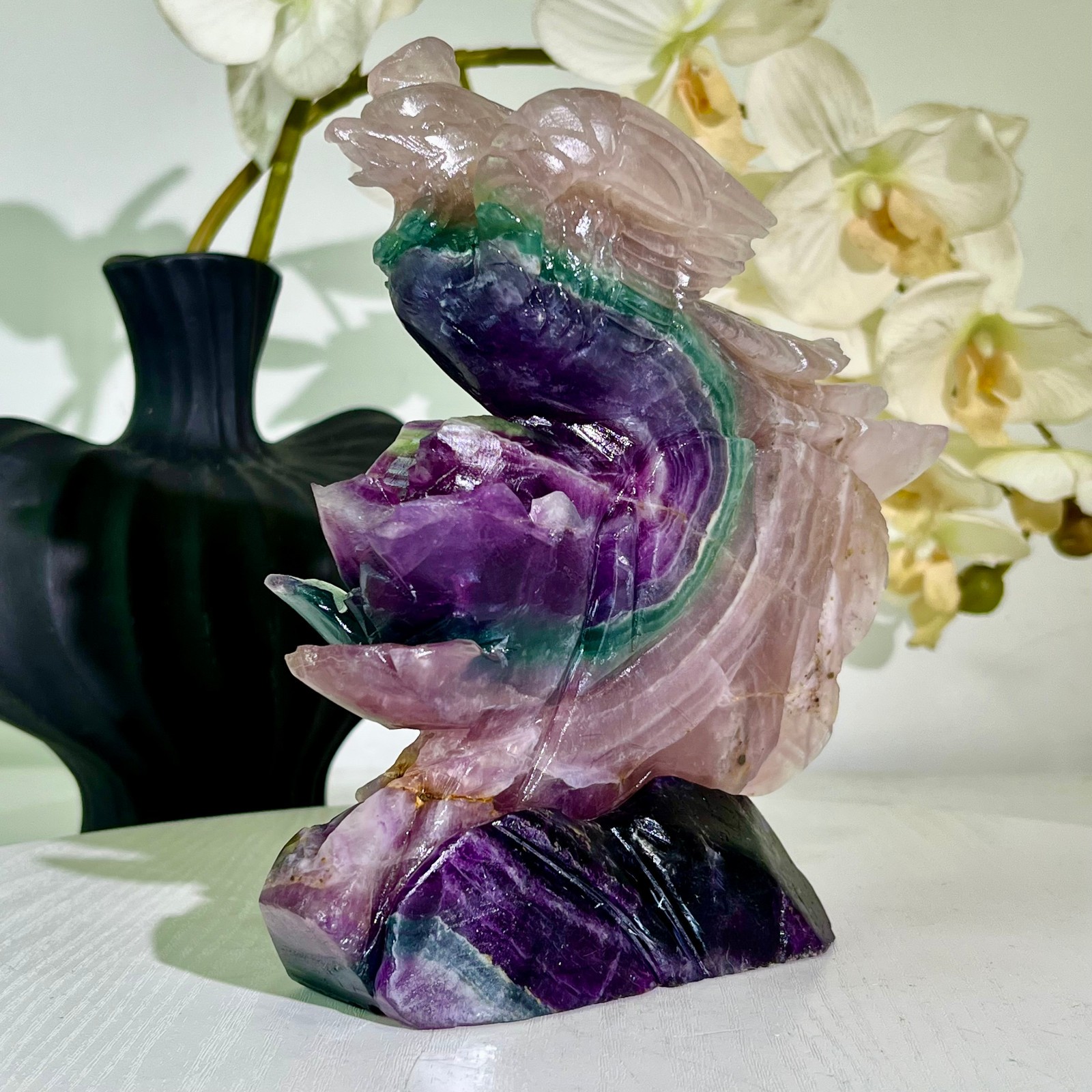 3.5LB Natural fluorite quartz products, hand carved and polished spiritual orna