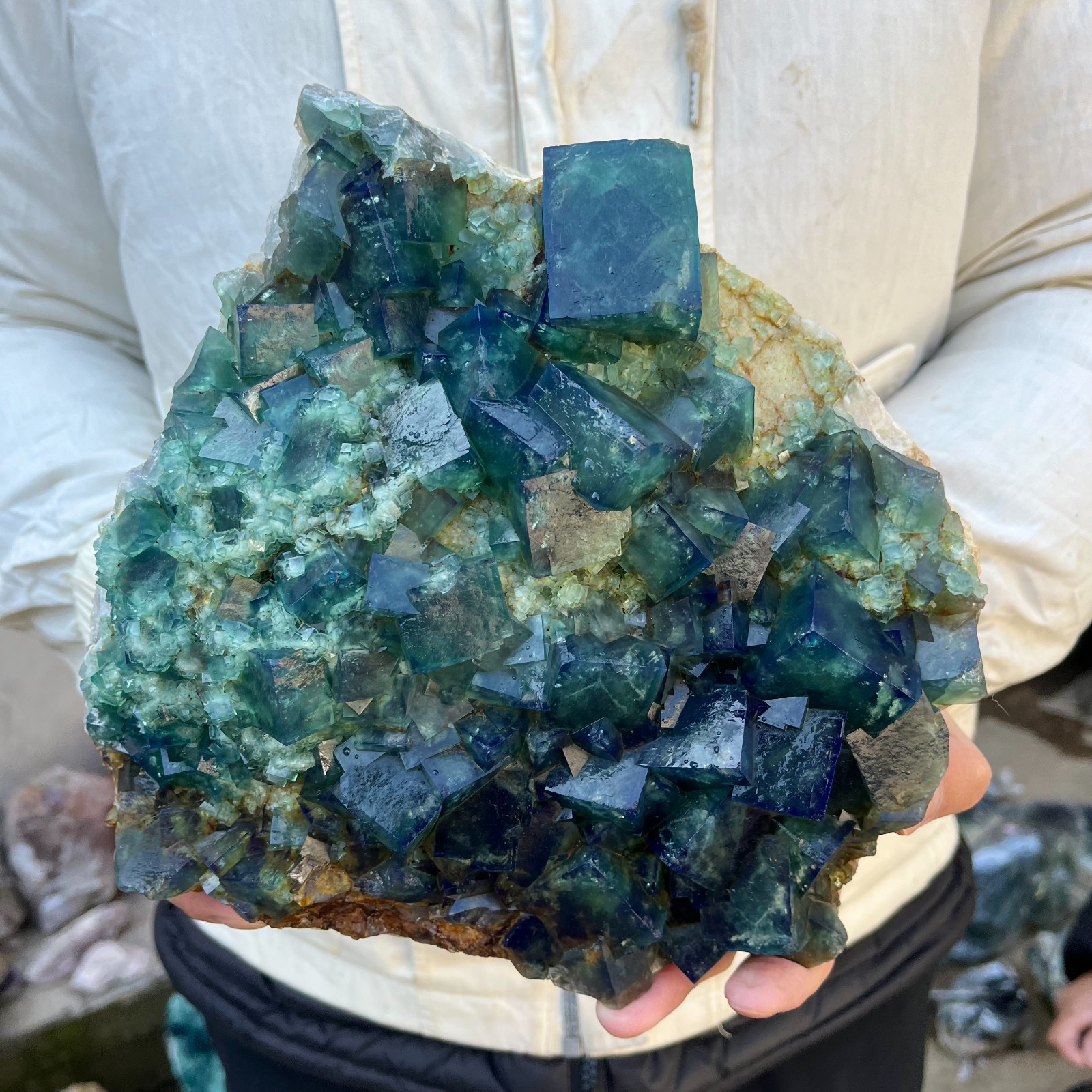 17.8lb Natural cubic green fluorite crystal clusters rough specimen Madagascar