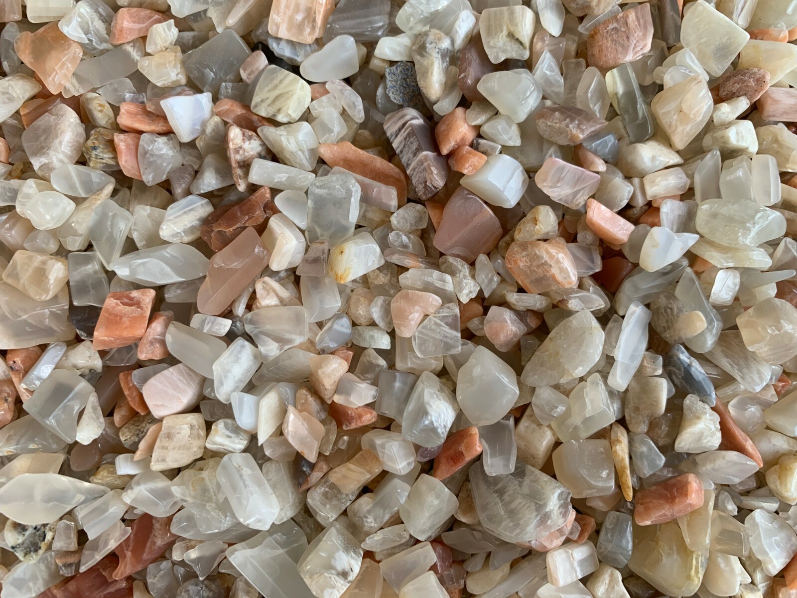 Moonstone Mix Semi Tumbled Gemstone Mini Chips 5-15 mm, Wholesale Bulk Lot