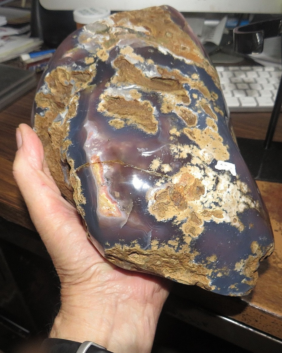 dark amethyst crystal geode cluster cathedral steel std brown agate rim JAL