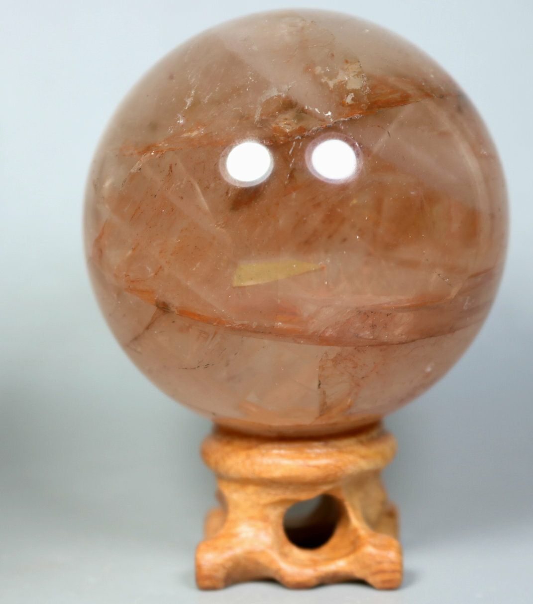 Natural RED FIRE QUARTZ Hematoid Crystal PHANTOM MULTI INCLUSIONS Sphere / Stand