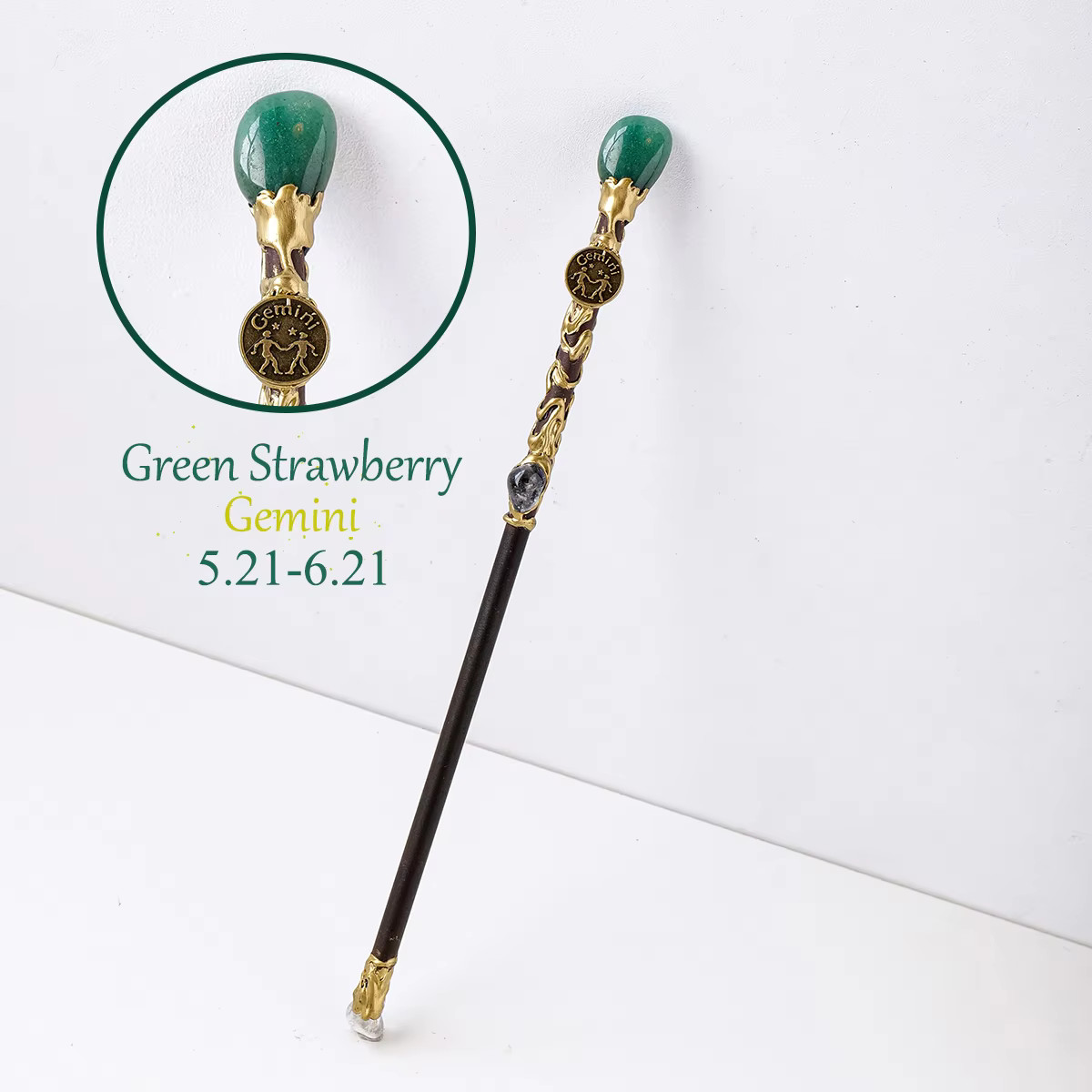 Handmade Natural Zodiac Medallion Crystal Wand with Birthstone Unique 11″–11.5″