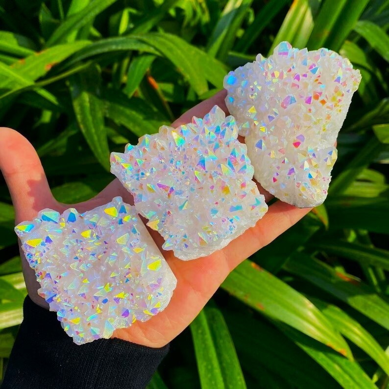 80-100g Angel Aura Quartz Crystal Witch Cluster Healing Reiki Home Ornament