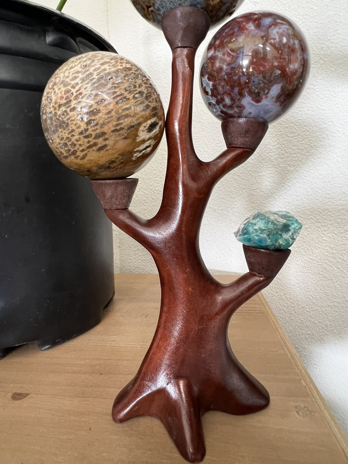 Solid Wood Sphere Tree- 5 Sphere Holder (No Spheres Included)