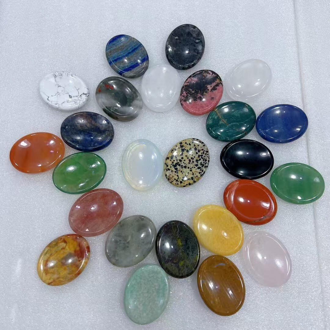 Wholesale! 50pcs Mix Crystal Oval Thumb Worry Stone Palm Stone Rei Healing Gift