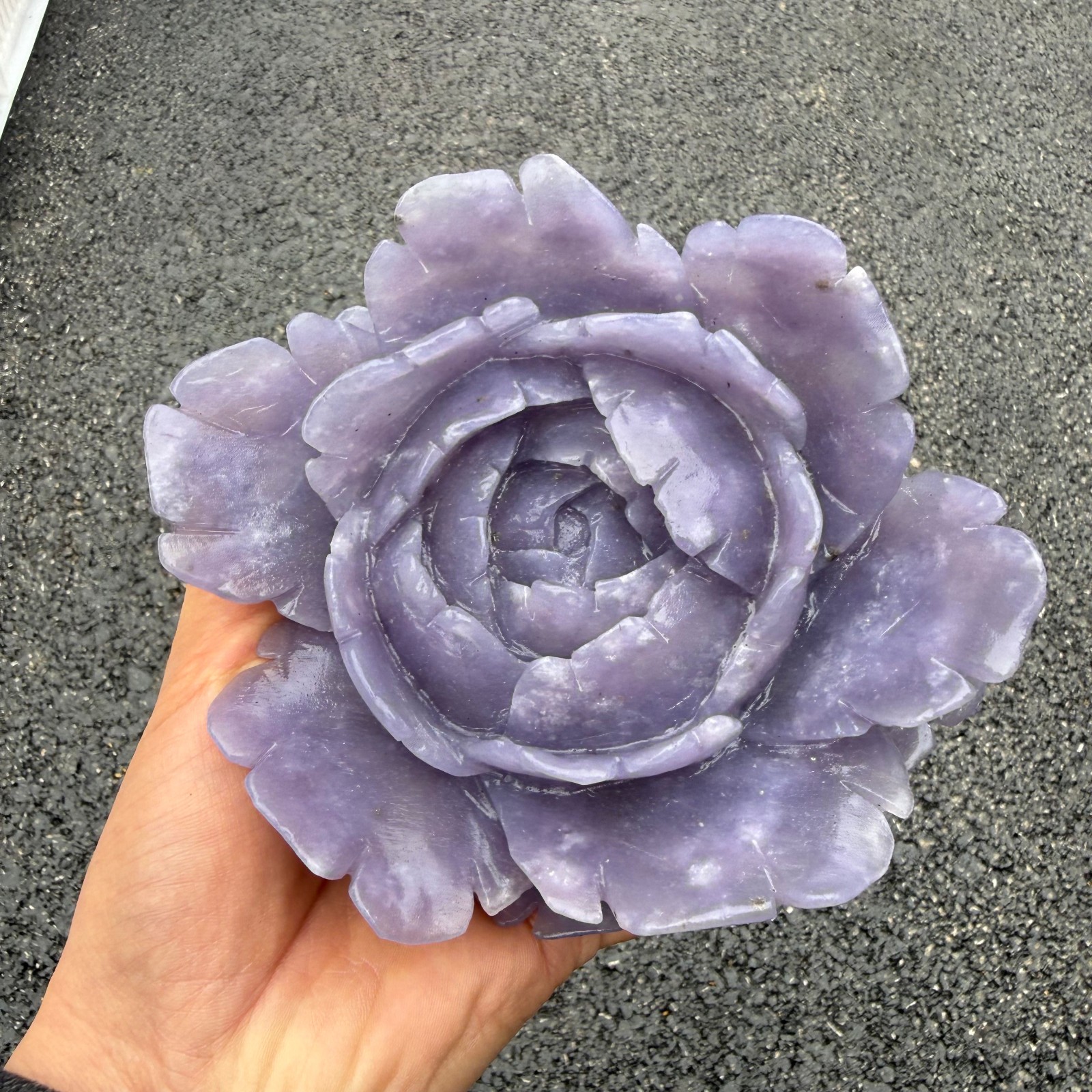 1LB Natural Purple Cloud Mother Quartz Carved Flower Crystal Reiki Healing 1pc