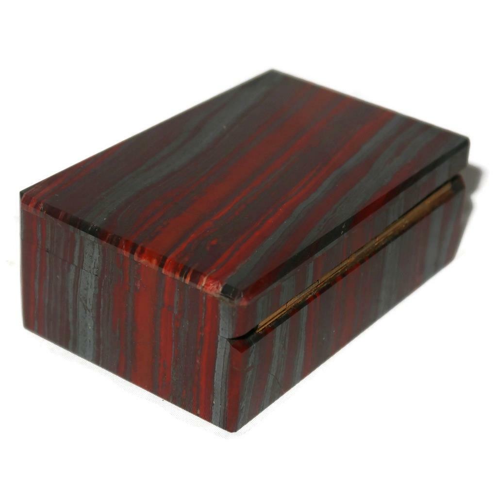 Polished Banded Hematite Red Jasper Jewelry Lidded Trinket Box, 2 1/8″ x 3 1/4″