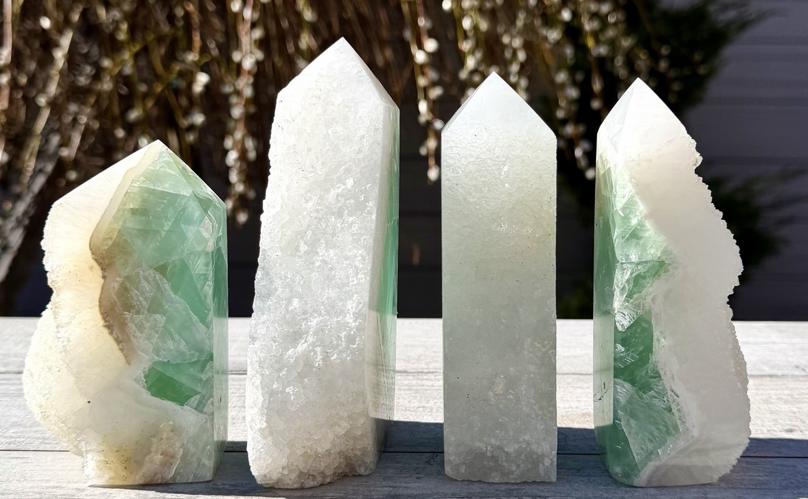 Wholesale 4-5 Pcs Druzy Sugar Fluorite Half Rough Tower Obelisk Natural Crystal