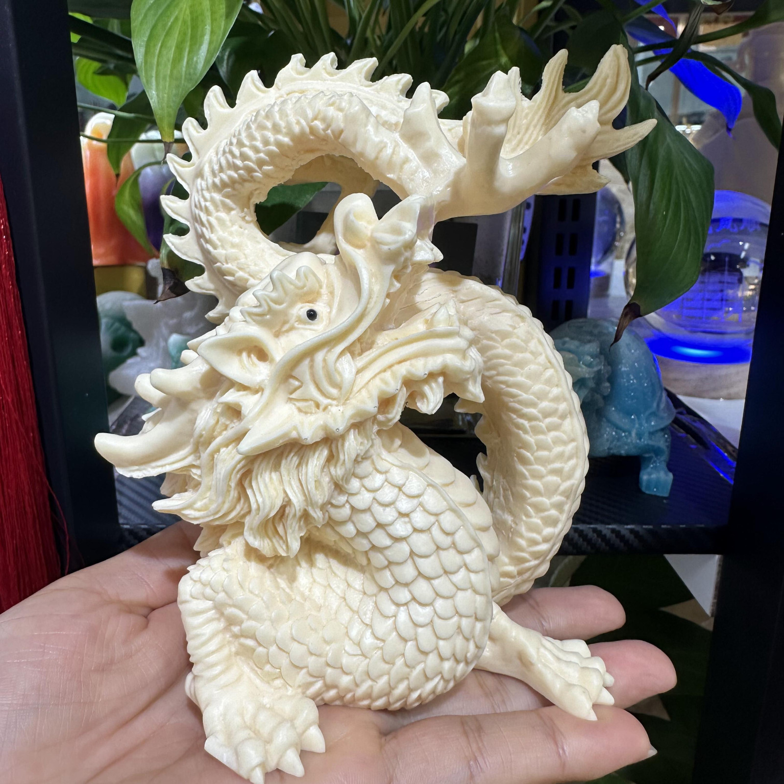 natural Genuine Taguo handmade engrave dragon skull healing decorate gift 1pc