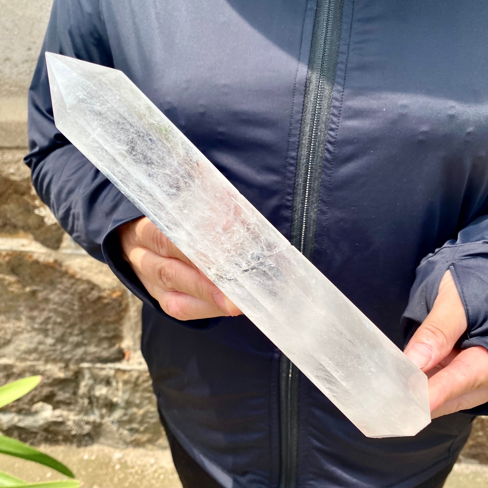1.32LB Natural clear quartz obelisk Crystal Energy Tower Point Energy –
