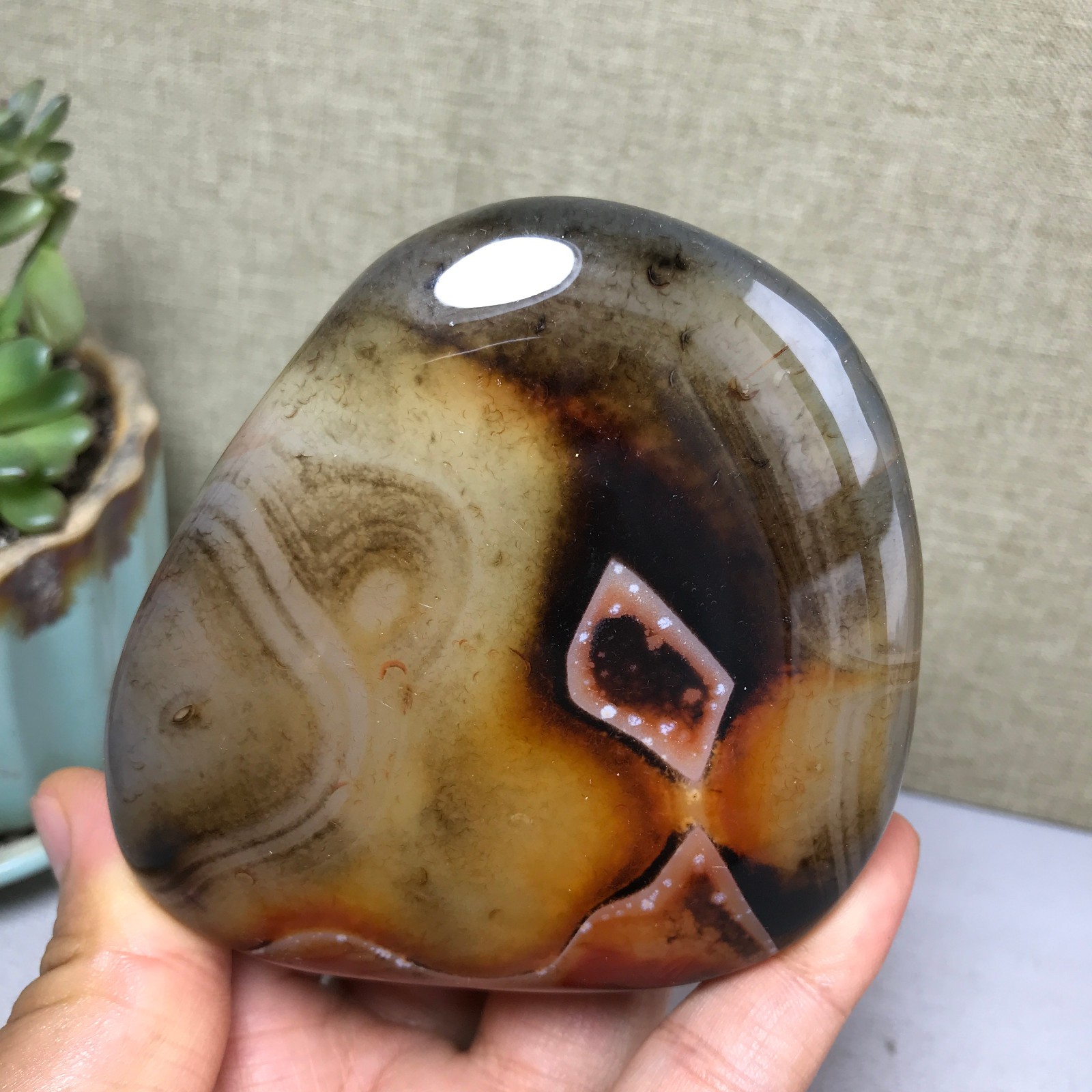 85mm Crazy Lace SILK Banded Agate Polished Crystal Specimen Tumbled 318g A5254