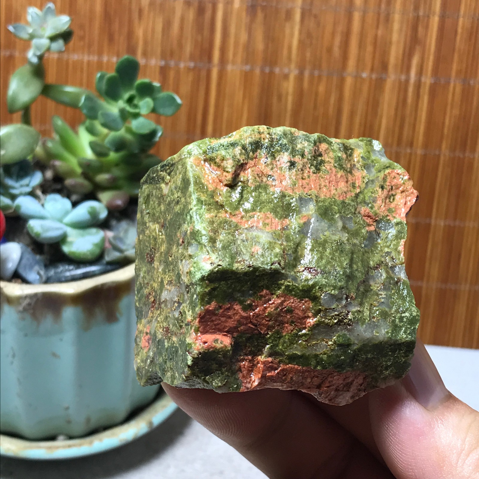 198g Natural Unakite Crystal gemstone Rough Mineral Specimen healing A6350