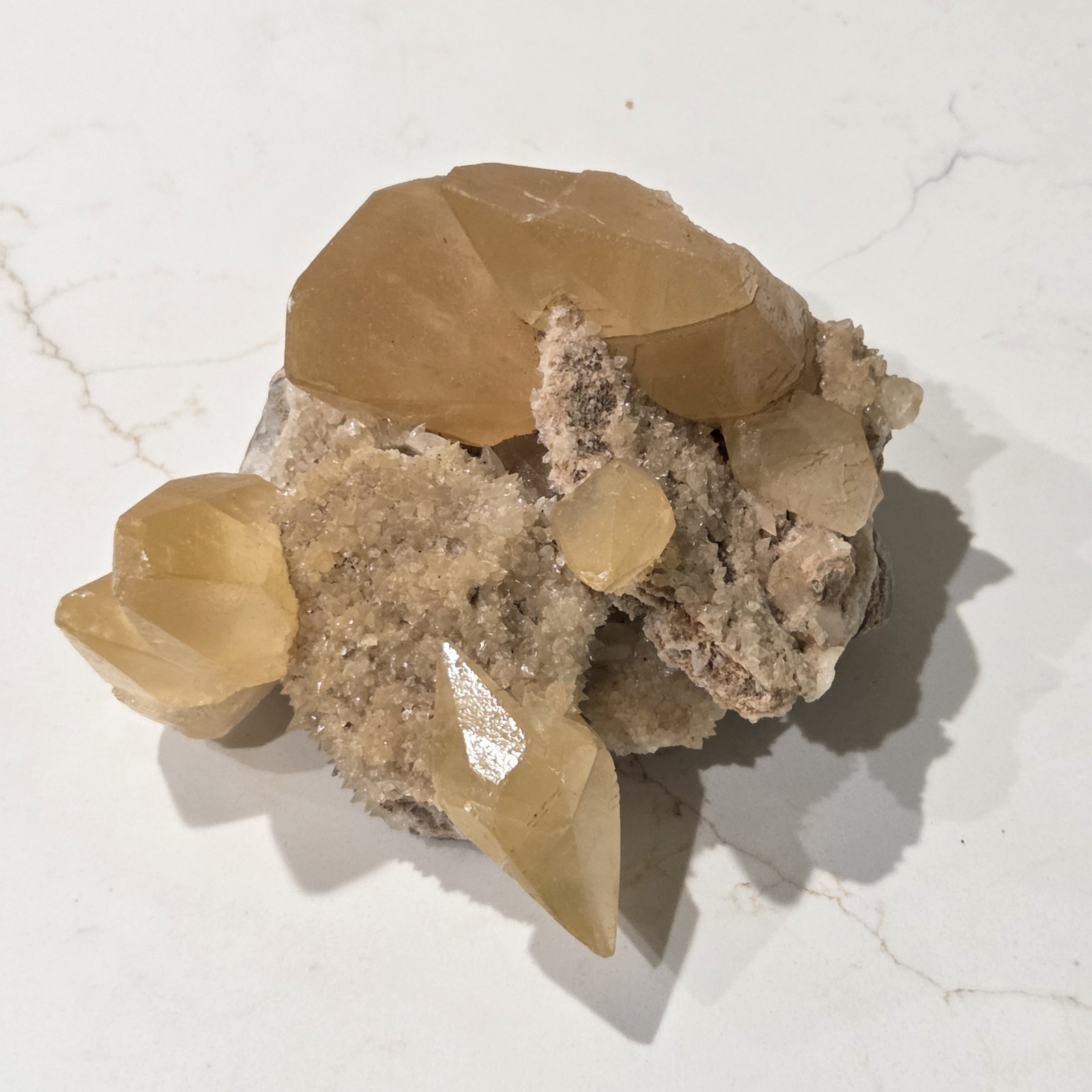 CALCITE ON BARITE NALLY GIBSON QUARRY, 6 IN & 978G. PRE-OWNED