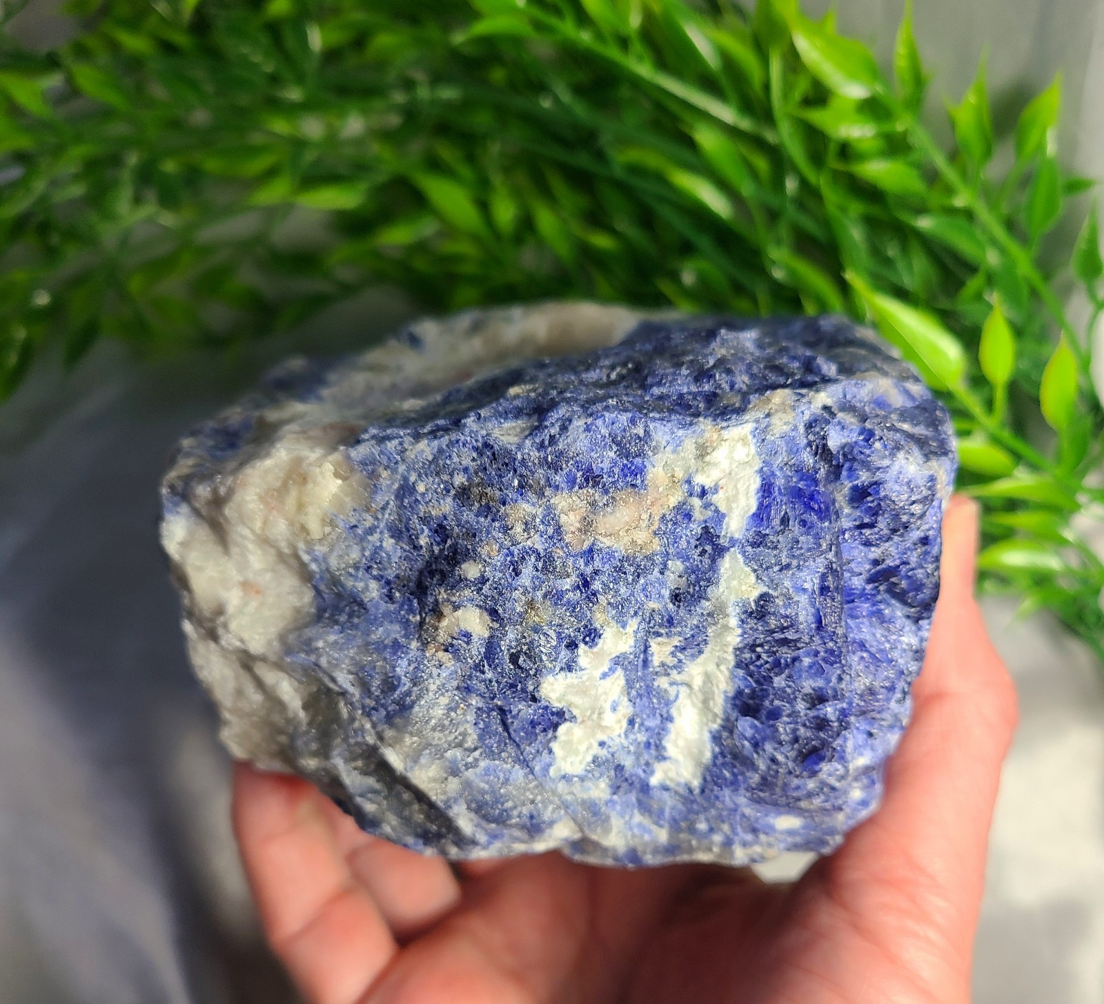 Large Raw 2lb UV Reactive Sodalite Stone Candle or Sphere Holder Tea Light Stand