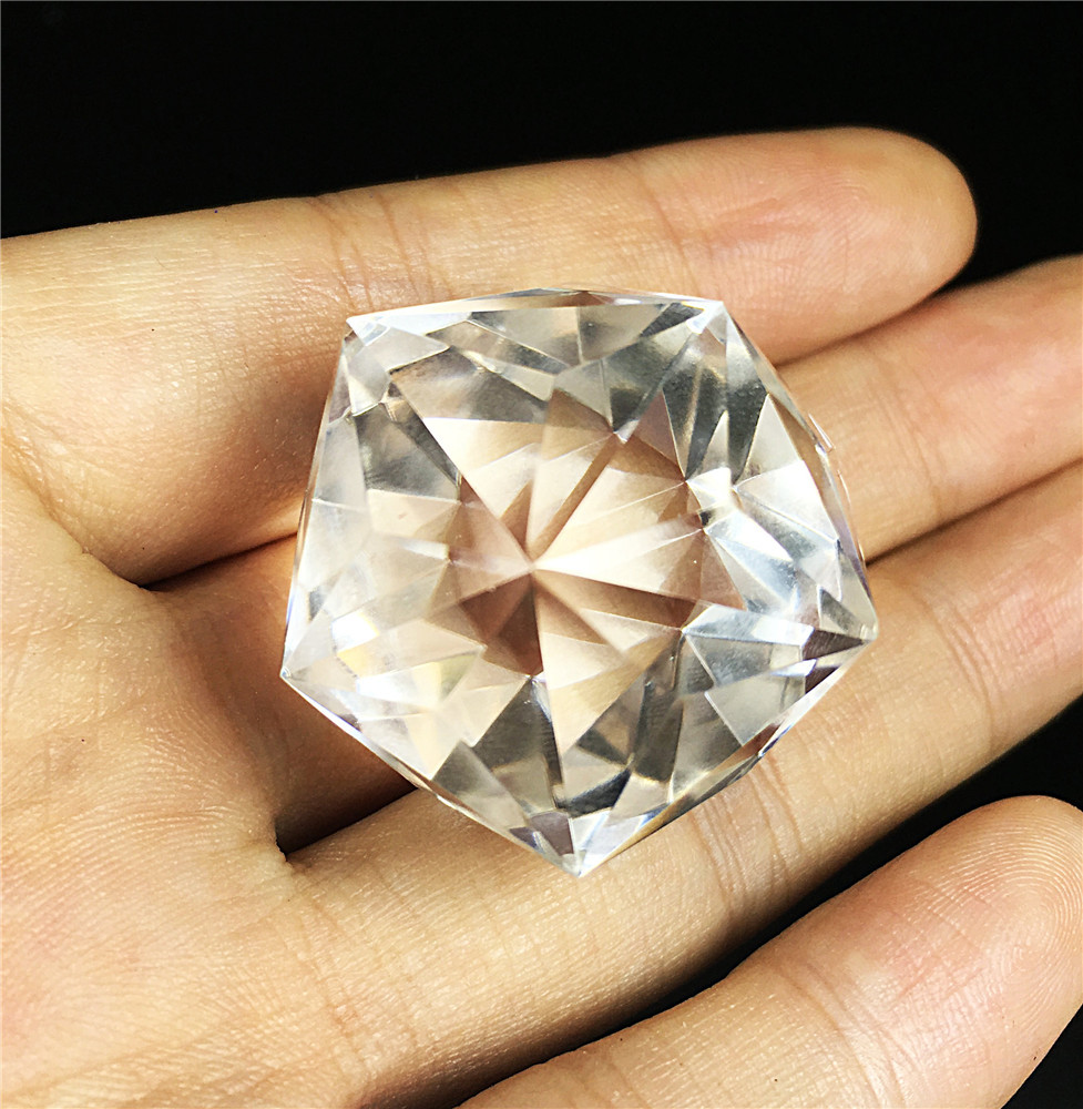 60 Sides Natural Clear Quartz Crystal Sphere Point Geometric Figurine Gemstone