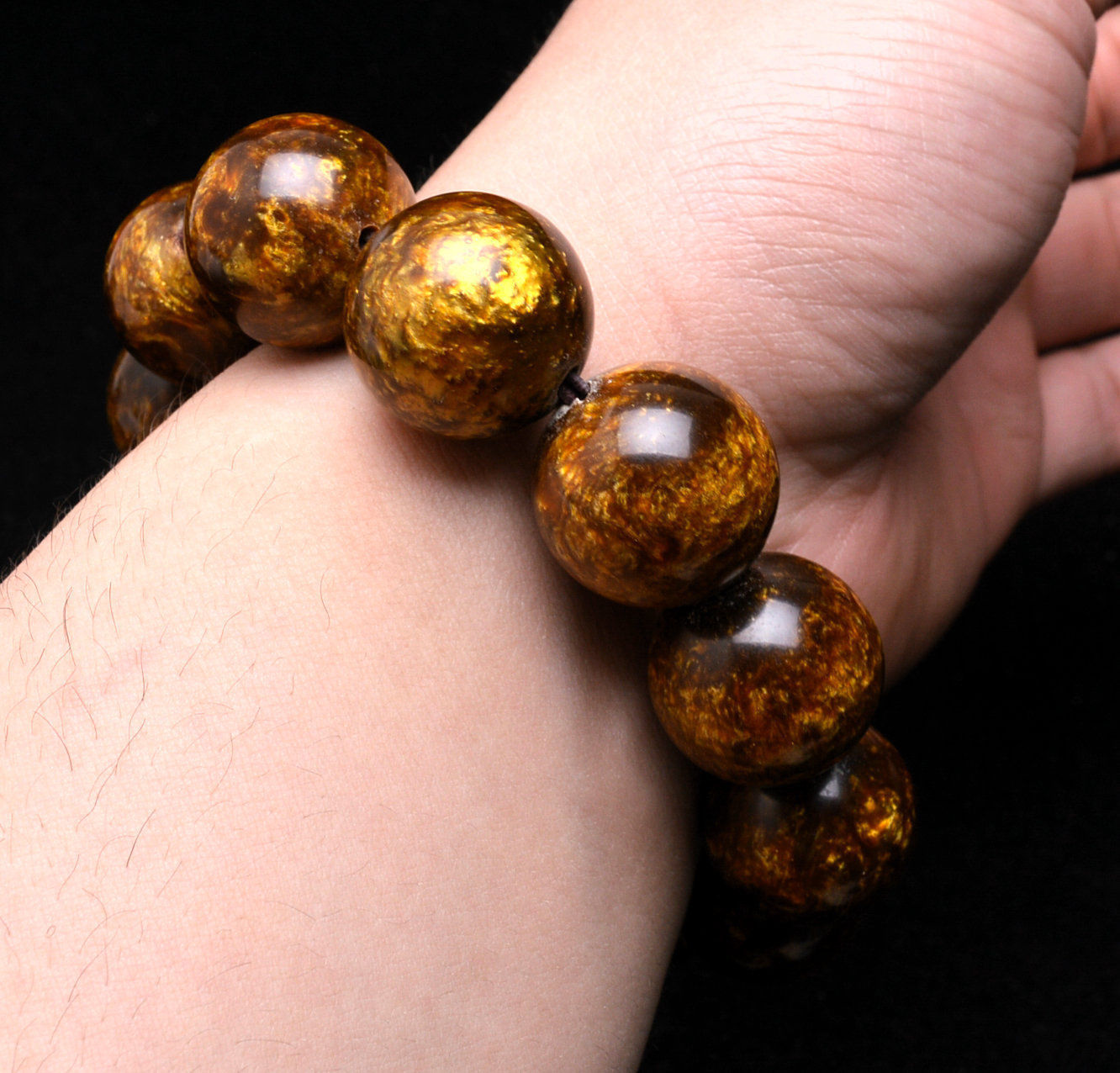 Genuine Golden Black Coral Sea Willow Bracelet Beads 18MM
