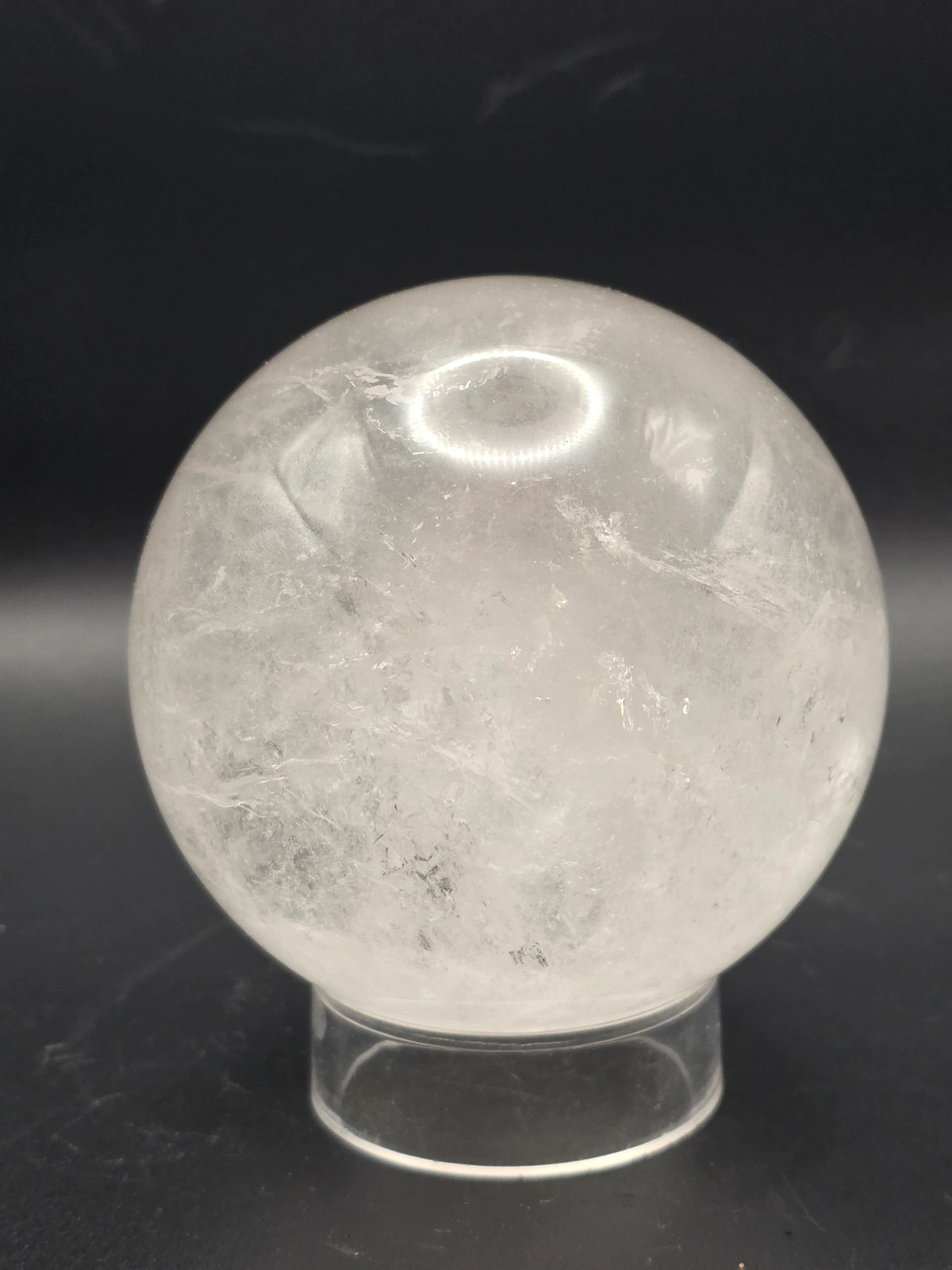 Large clear quartz sphere! 79.3mm, 3.1 inches, 1.8 pounds
