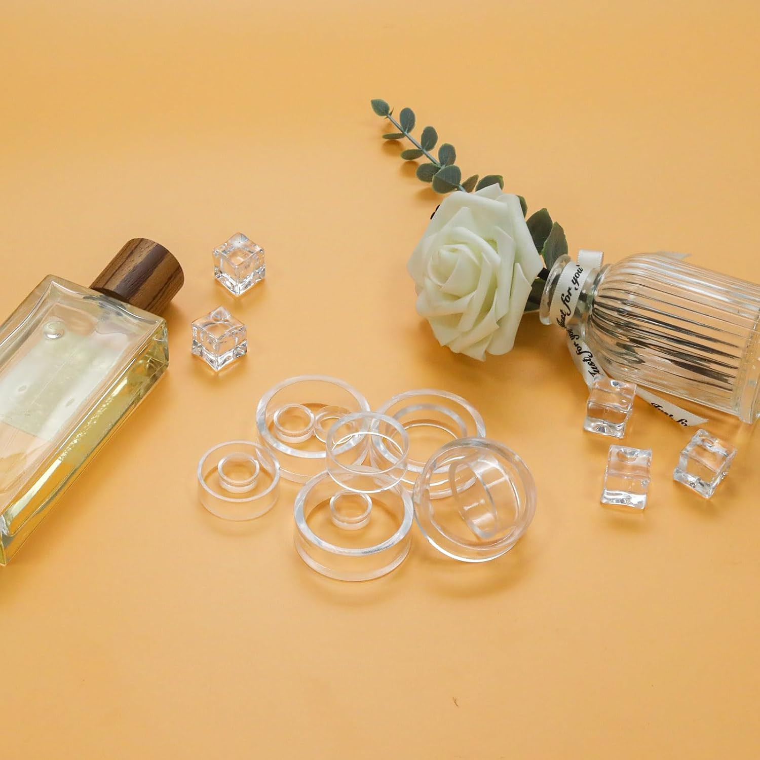 12Pcs Clear round Plastic Sphere Stands, Acrylic Ring Display Stands