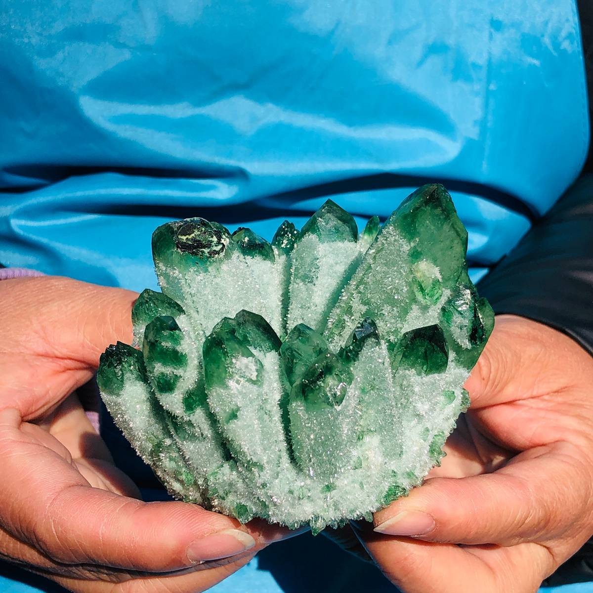3 piece Lab-Grown Green Crystal Clusters Healing Energy Home Decor 2.53LB