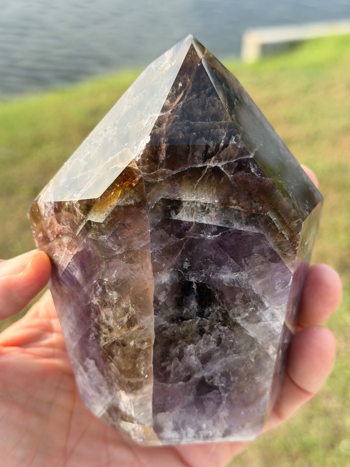 Large 2 LBS Super Seven Melody Stone Tower Generator Point Polished 5″