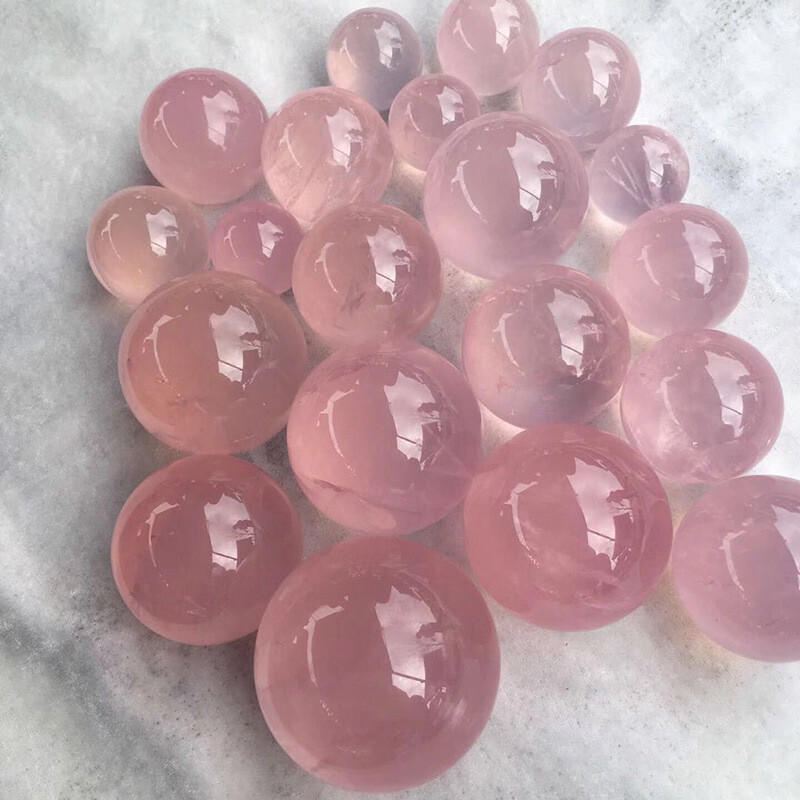 40MM Natural Rose Quartz Crystals Gemstone Reiki Healing Stone Sphere Ball Globe