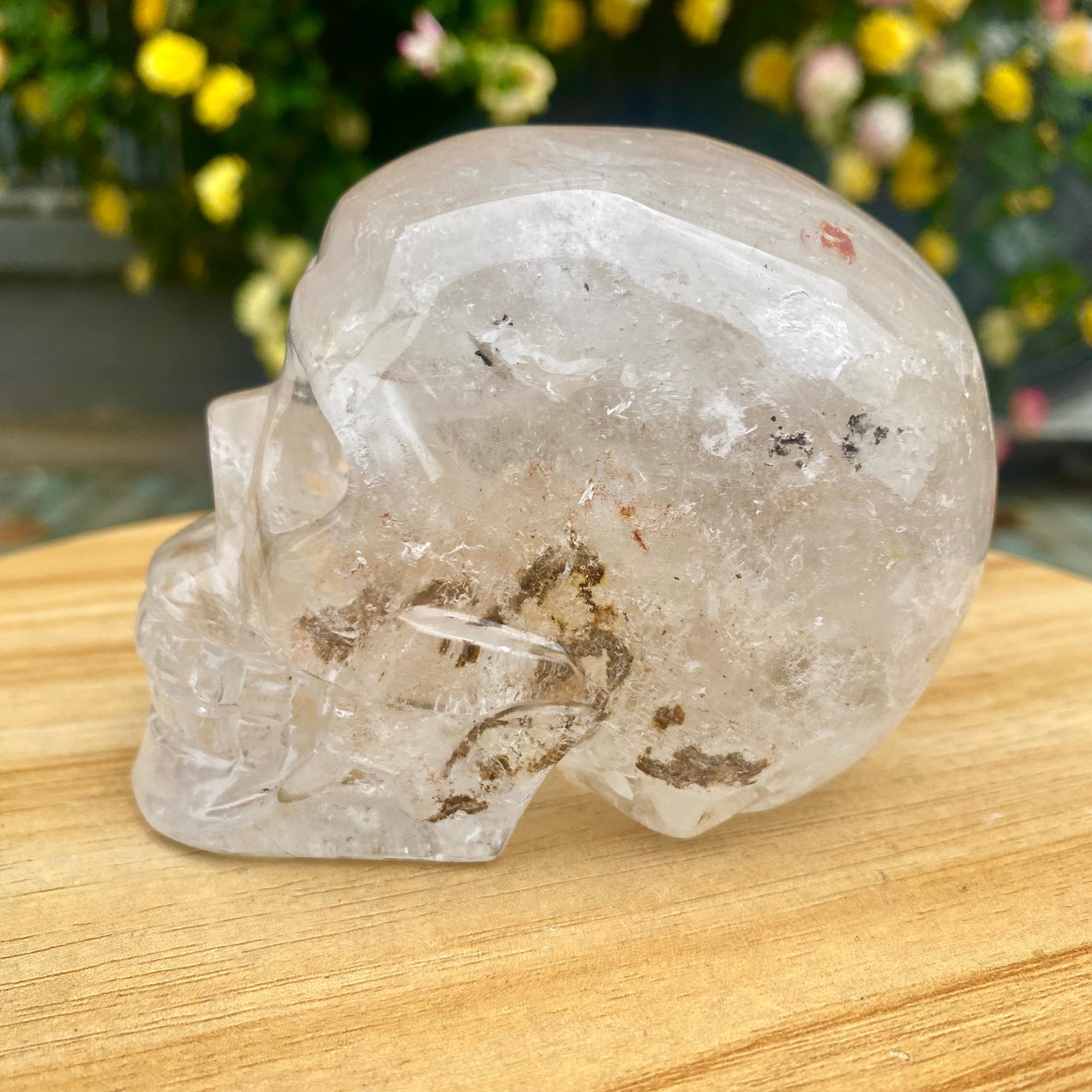1.77LB TOP! White melting quartz hand carved crystal skull gem reiki healing