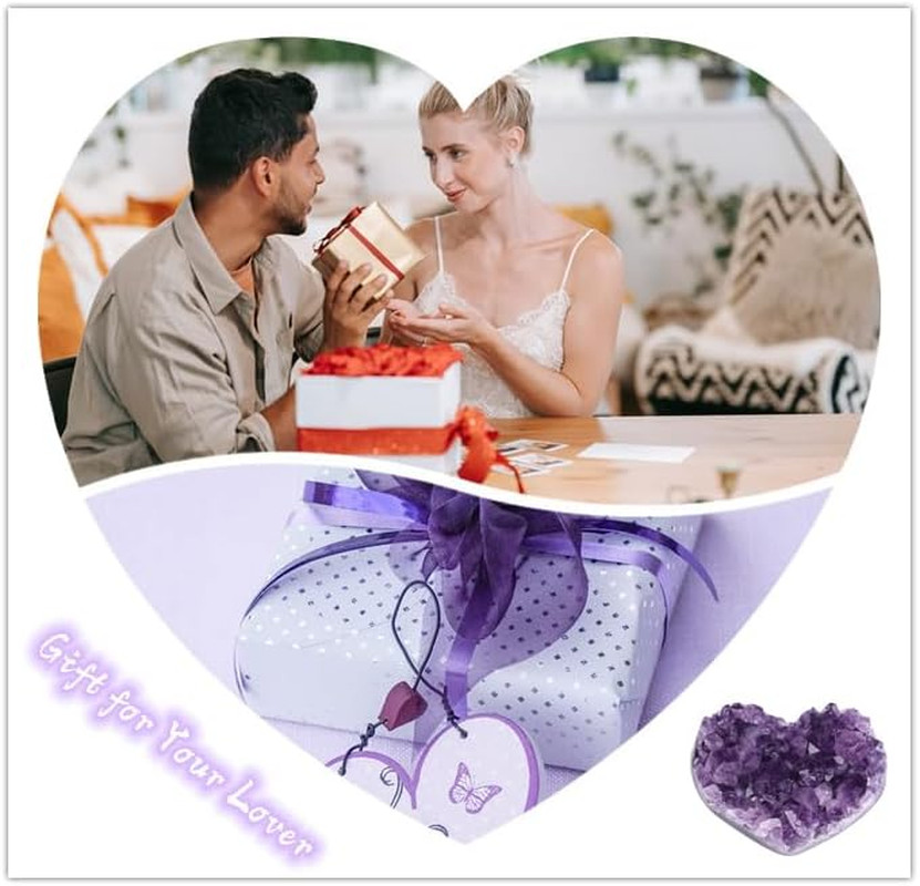 Amethyst Crystals and Healing Stones Heart Shaped Rocks Meaningful Birthday Gift