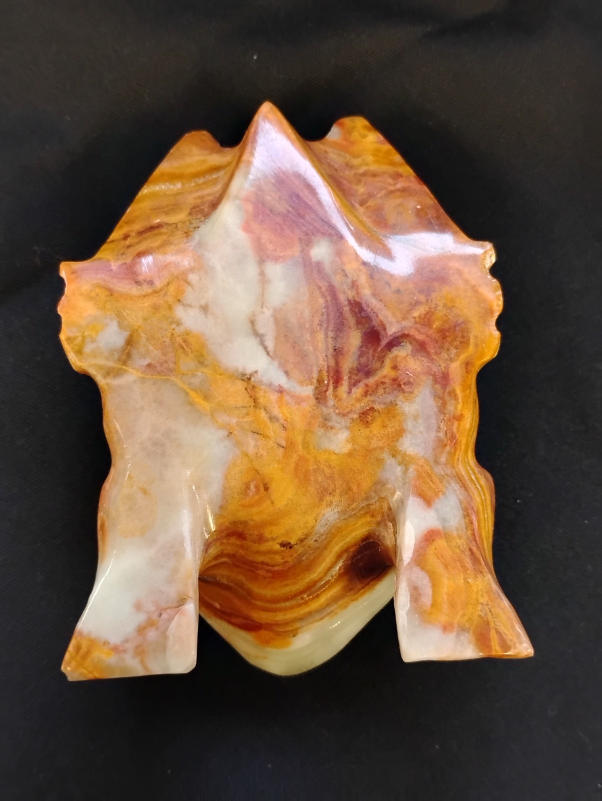 Light Greenish White And Orange Brown Onyx Medium Big Frog!
