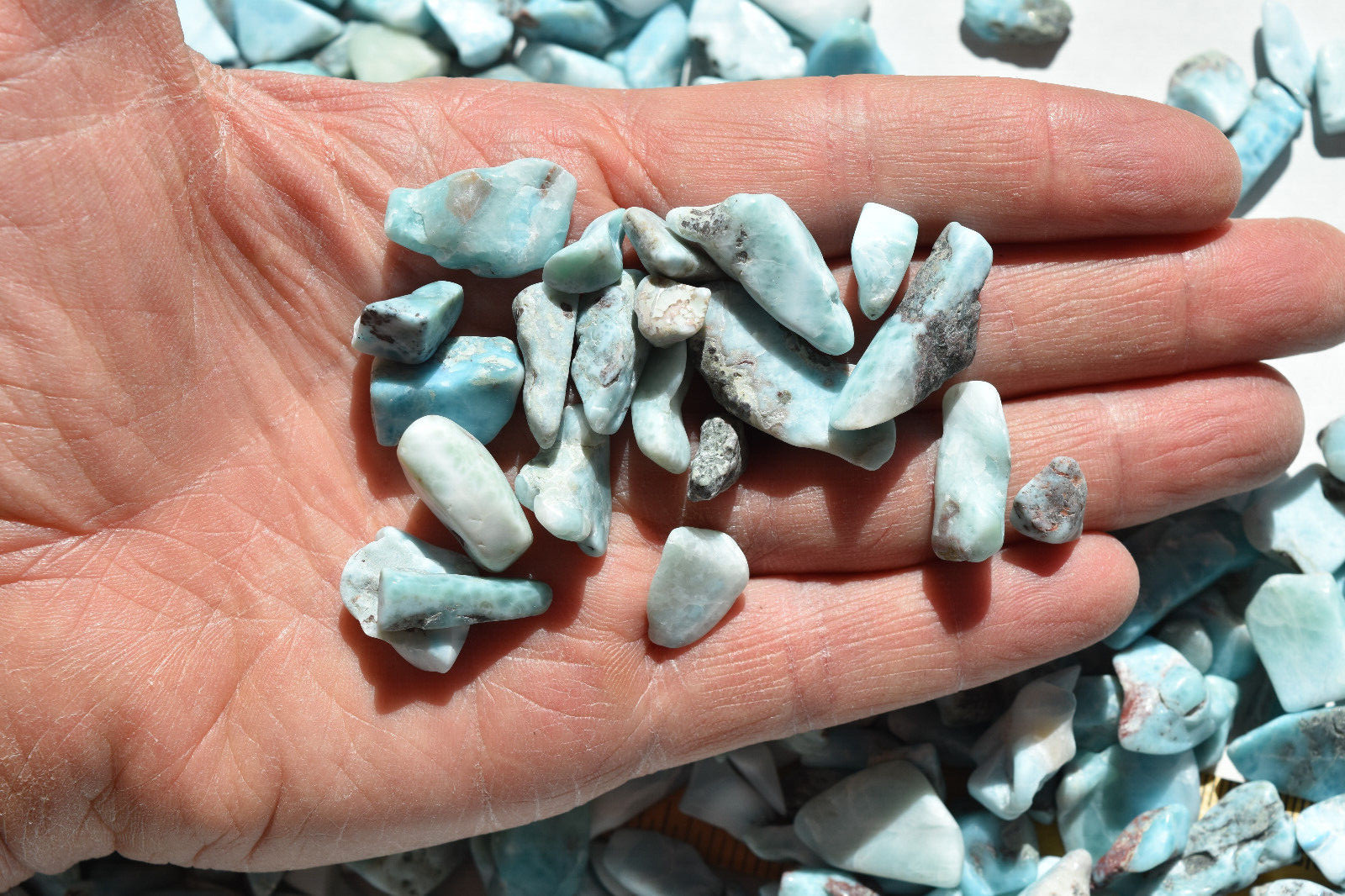 WHOLESALE Larimar Tumbled Stones from Dominican Republic 1 kg # 5535
