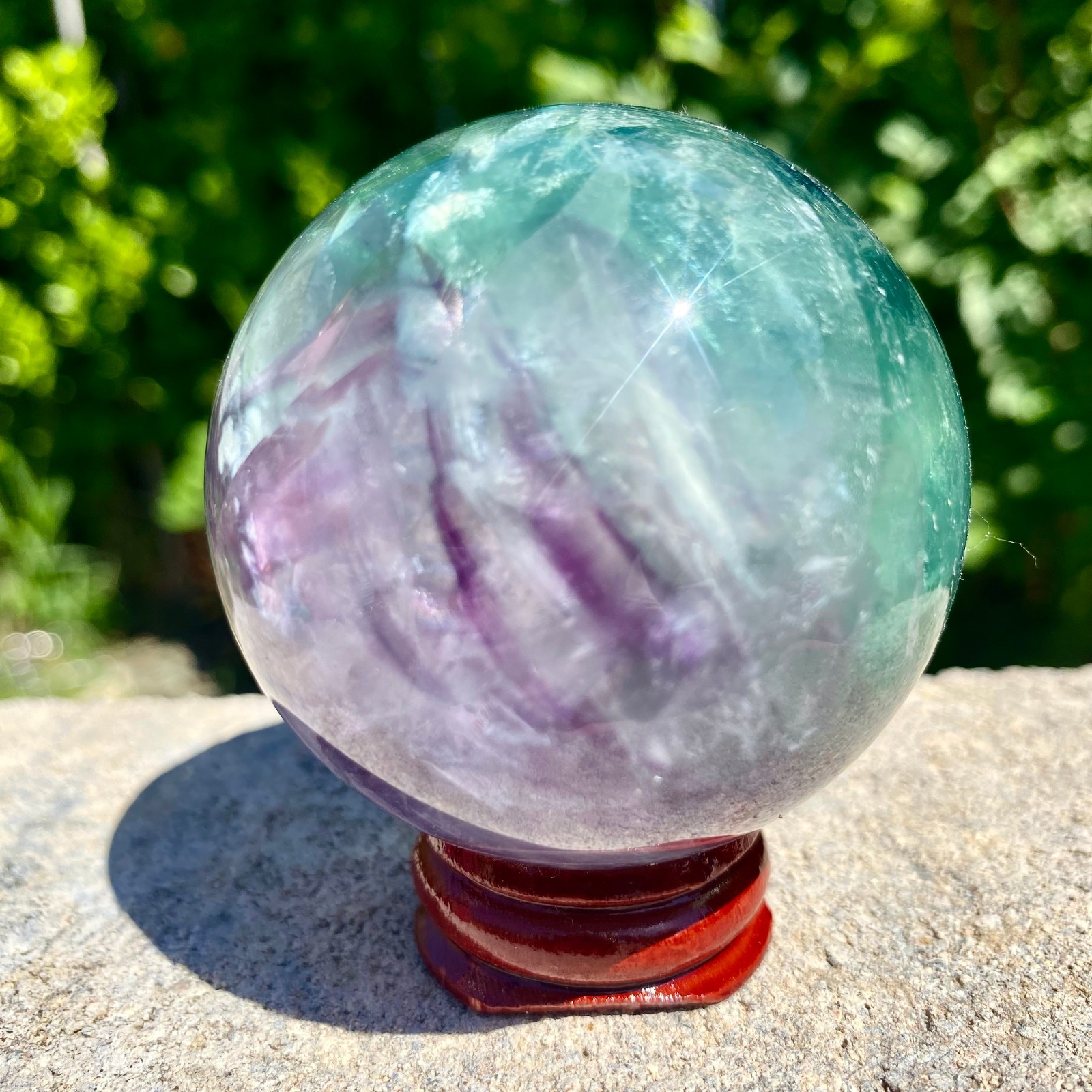 305G natural Green fluorite ball quartz crystal Sphere Reiki energy healing