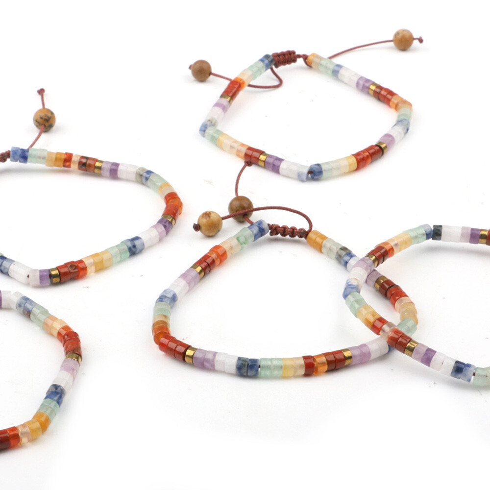 Natural Beaded Crystal Stone Bracelet Handmade Gemstone Dainty Jewelry Healing