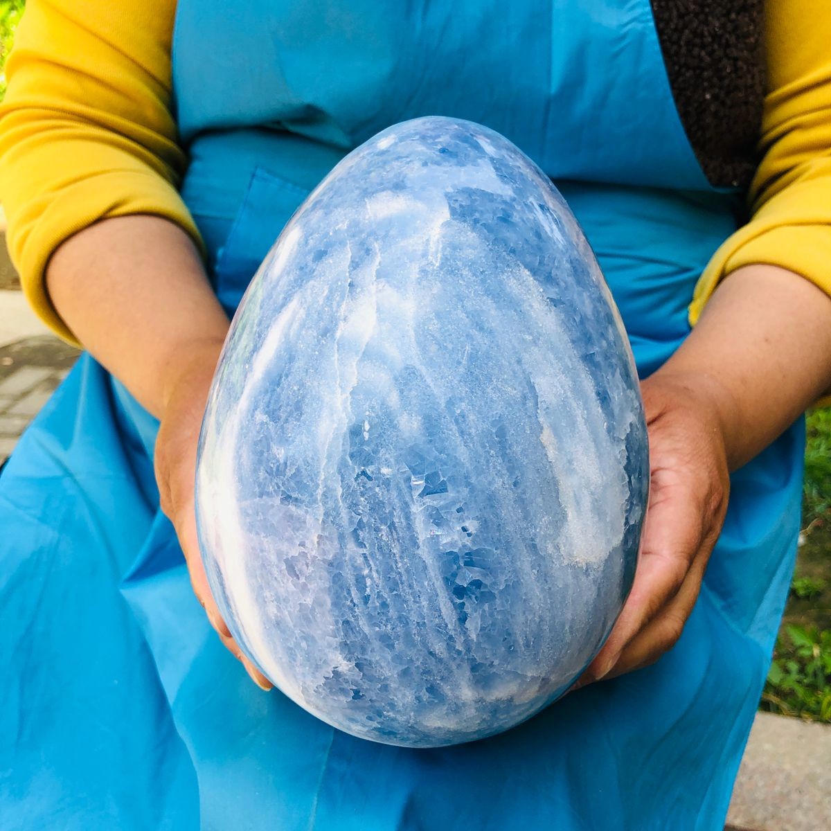 9.3LB Natural Beautiful Blue Crystal Egg Crystal Mineral Specimen Healing 4766