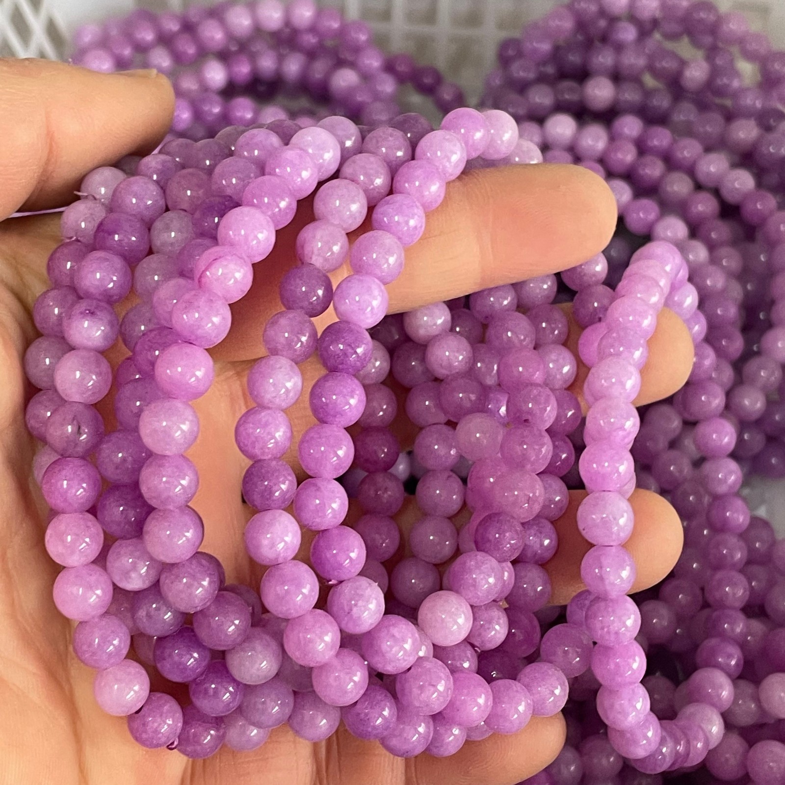 10pcs Kunzite Beads Purple Crystal Healing Reiki Infused Gemstone Size 6mm