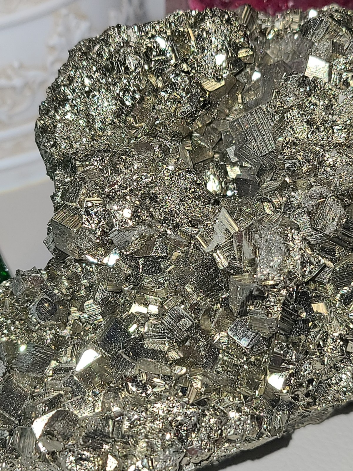 Huge Golden AAA Druzy Peruvian Pyrite Crystal Cluster