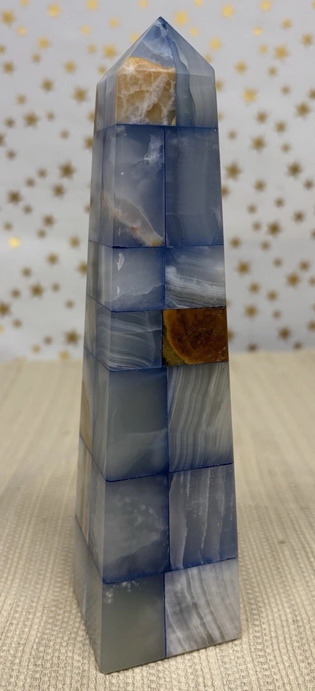 Onyx Geometric Obelisk Blue Brown Made In Pakistan 8”