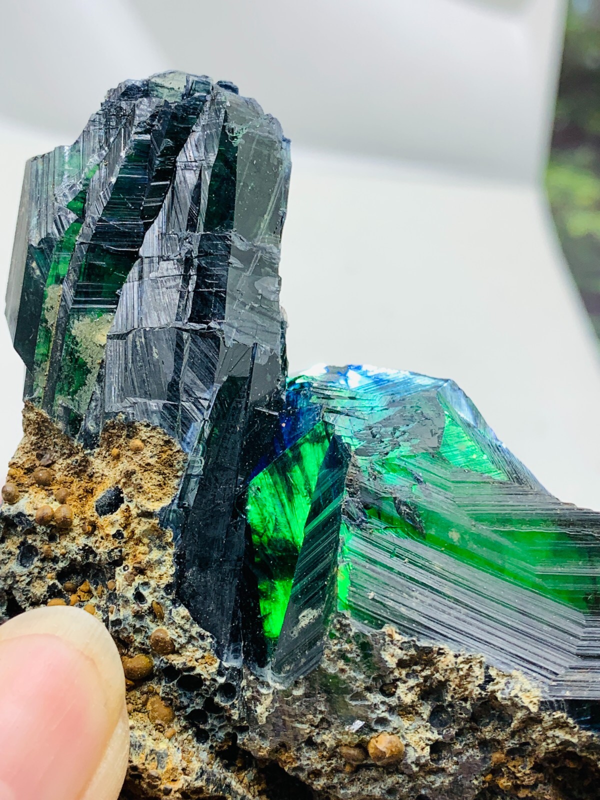 759ct85mm TOP EXCELLENT BLUE GREEN VIVIANITE CRYSTALS Specimen FROM Brazil GEM