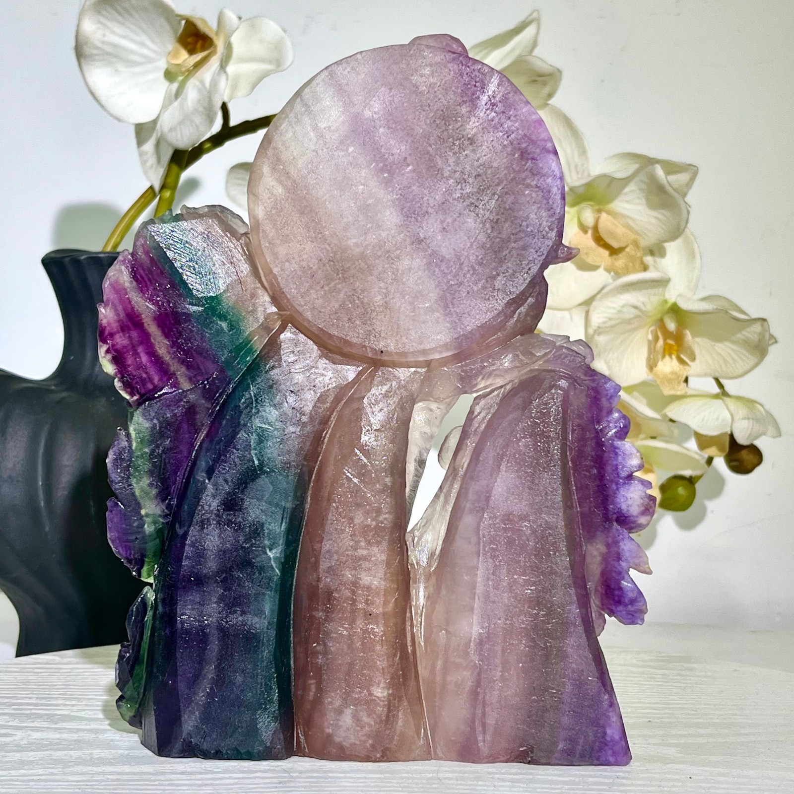 4.71LB Natural fluorite quartz products, hand carved and polished spiritual orn