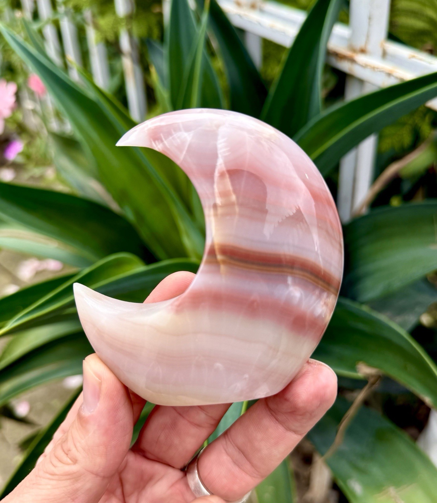 Pink Banded onyx Moon