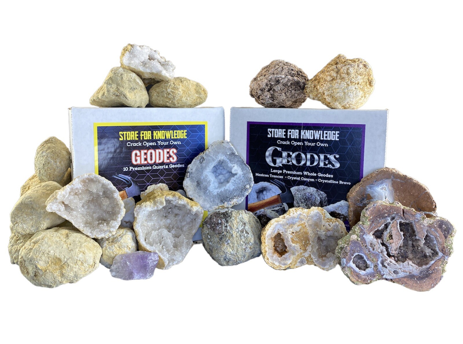 Combo Gift Pack – 13 Break Open Geodes – Mexican Trancas | Quartz | Florescent