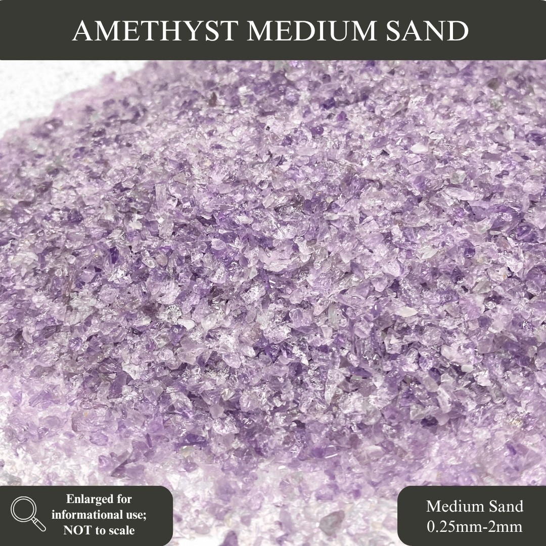 Crushed Amethyst (Grade A) Sand, 3 Sand Sizes for Inlay, Memorial Jewelry, Resin